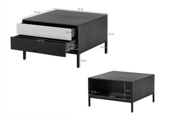 Couchtisch Mango 67x67x43 dunkelgrau geölt CHICAGO #213