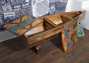 Couchtisch Altholz 155x52x45 mehrfarbig lackiert NATURE OF SPIRIT #106