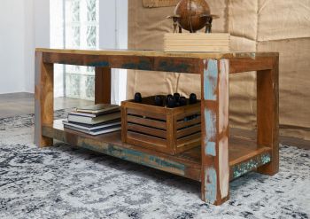 Couchtisch Altholz 110x45x50 mehrfarbig lackiert NATURE OF SPIRIT #107