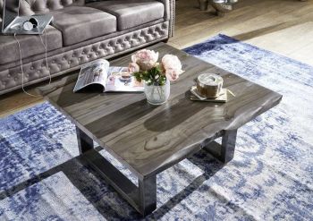 Couchtisch Sheesham 60x60x45 smoked oak lackiert Plattenstärke 3,5cm FREEFORM #0313