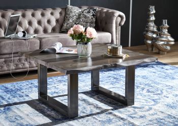 Couchtisch Sheesham 90x90x45 smoked oak lackiert Plattenstärke 3,5cm FREEFORM #0317