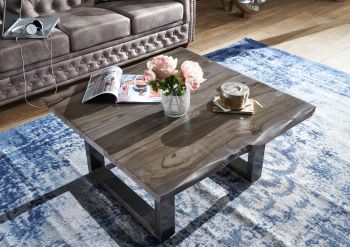 Couchtisch Sheesham 90x90x45 smoked oak lackiert Plattenstärke 3,5cm FREEFORM #0317