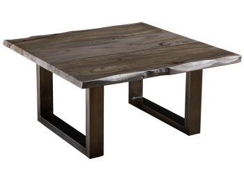Couchtisch Sheesham 90x90x45 smoked oak lackiert Plattenstärke 3,5cm FREEFORM #0317
