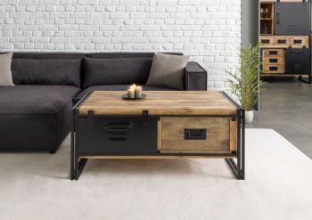 Couchtisch Mango 120x70x50 natur klar lackiert / Metall schwarz BLACKBURN #103