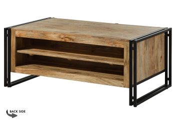Couchtisch Mango 120x70x50 natur klar lackiert / Metall schwarz BLACKBURN #103