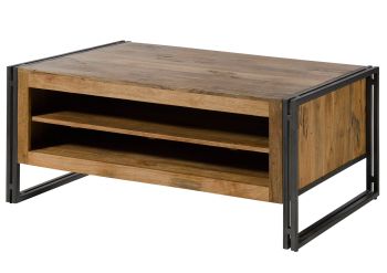 Couchtisch Mango 120x70x50 natur lackiert / Metall grau BLACKBURN #303.