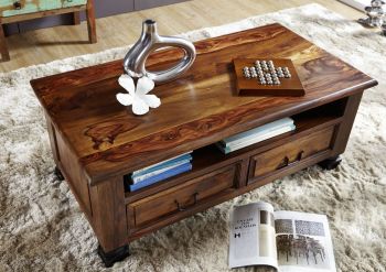 Couchtisch Sheesham 115x60x45 braun lackiert NEW BOSTON #203