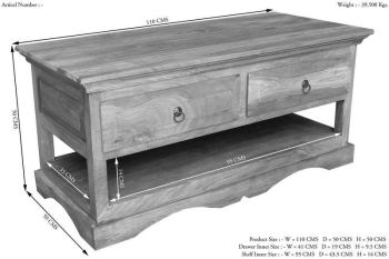 Couchtisch Sheesham 110x50x50 grau geölt LEEDS #44
