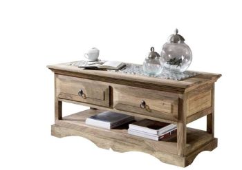 Couchtisch Sheesham 110x50x50 grau geölt LEEDS #44