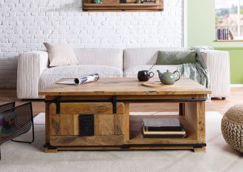 Couchtisch Mango 120x70x45 natur lackiert RAILWAY #1007