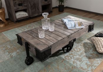 Couchtisch Mango 120x60x43 grau lackiert RAILWAY #260