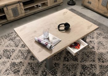 Couchtisch Mango 110x80x43 whitewash lackiert RAILWAY #305