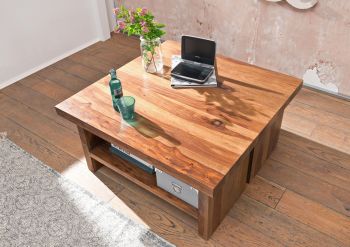 Couchtisch Sheesham 90x90x45 noble unique lackiert SYDNEY #120