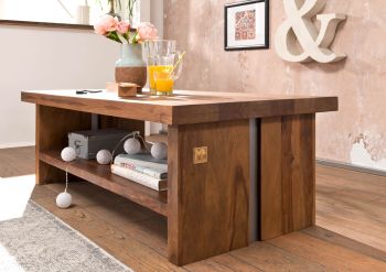 Couchtisch Sheesham 130x70x45 noble unique lackiert SYDNEY #121
