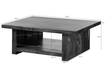 Couchtisch Sheesham 120x85x43 walnuss lackiert DUKE #119