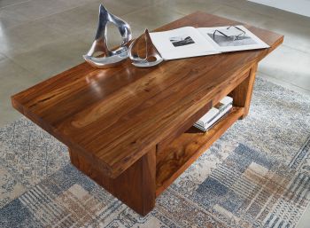 Couchtisch Sheesham 140x60x50 walnuss lackiert DUKE #121