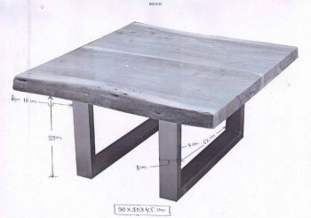 Couchtisch Akazie 90x90x45 Natural Stone lackiert FREEFORM #122
