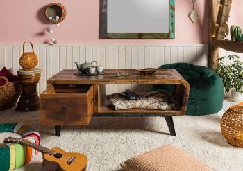 Couchtisch Altholz 120x60x53 mehrfarbig lackiert SIXTIES #106