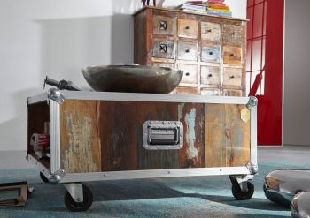 Couchtisch Altholz 80x80x42 mehrfarbig lackiert INDUSTRIAL #101