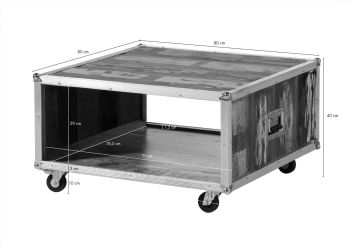 Couchtisch Altholz 80x80x42 mehrfarbig lackiert INDUSTRIAL #101