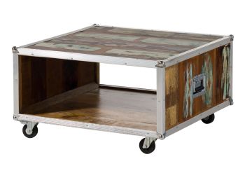 Couchtisch Altholz 80x80x42 mehrfarbig lackiert INDUSTRIAL #101