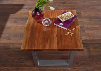 Couchtisch Akazie 60x60x45 walnuss lackiert FREEFORM 2 #09