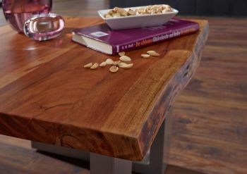 Couchtisch Akazie 60x60x45 walnuss lackiert FREEFORM 2 #09