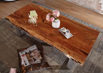 Couchtisch Akazie 150x70x45 walnuss lackiert FREEFORM 2 #12