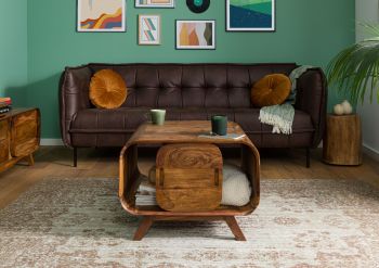 Couchtisch Sheesham 70x70x50 hellbraun lackiert MAILAND #133