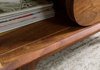 Couchtisch Sheesham 70x70x50 hellbraun lackiert MAILAND #133