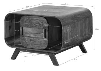 Couchtisch Sheesham 70x70x50 dunkelbraun lackiert MAILAND #233