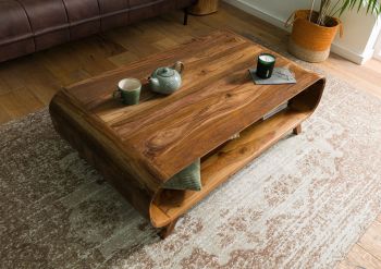 Couchtisch Sheesham 120x70x40 hellbraun lackiert MAILAND #134