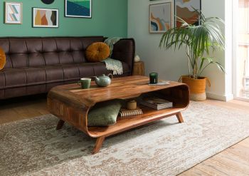 Couchtisch Sheesham 120x70x40 hellbraun lackiert MAILAND #134