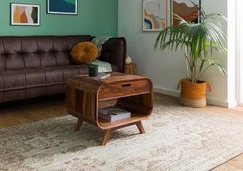 Couchtisch Sheesham 60x50x50 dunkelbraun lackiert MAILAND #230