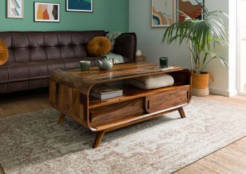 Couchtisch Sheesham 120x70x50 dunkelbraun lackiert MAILAND #231