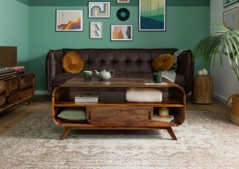 Couchtisch Sheesham 120x70x50 dunkelbraun lackiert MAILAND #231