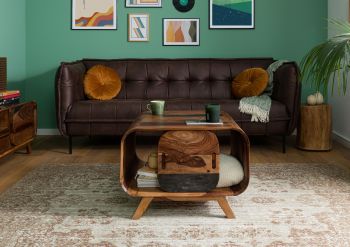 Couchtisch Sheesham 70x70x50 dunkelbraun lackiert MAILAND #233