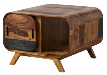 Couchtisch Sheesham 70x70x50 dunkelbraun lackiert MAILAND #233