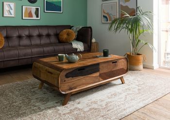 Couchtisch Sheesham 120x70x40 dunkelbraun lackiert MAILAND #135