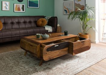 Couchtisch Sheesham 120x70x40 dunkelbraun lackiert MAILAND #135