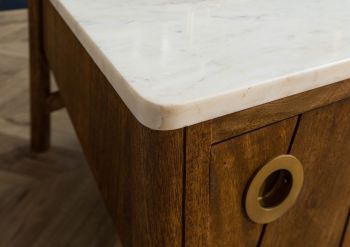 Couchtisch Mango 100x60x45 braun geölt / echter Marmor LOS ANGELES #05