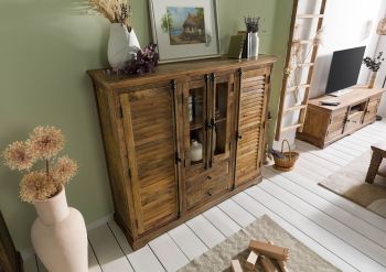 Highboard Mango 160x45x140 dunkelbraun geölt RODEZ #126