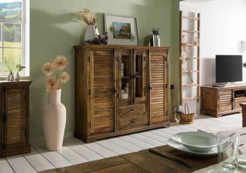 Highboard Mango 160x45x140 dunkelbraun geölt RODEZ #126