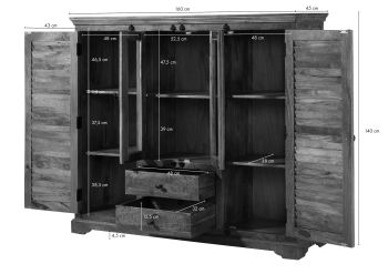 Highboard Mango 160x45x140 dunkelbraun geölt RODEZ #126