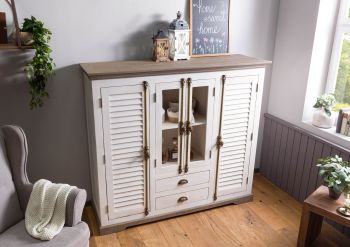 Highboard Mango 160x45x142 weiß lackiert TOULOUSE #115