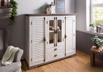Highboard Mango 160x45x142 weiß lackiert TOULOUSE #115