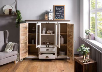Highboard Mango 160x45x142 weiß lackiert TOULOUSE #115