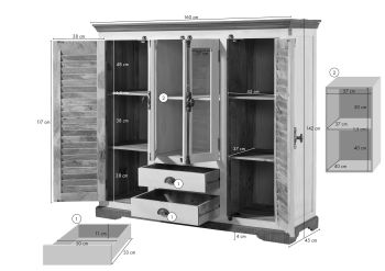 Highboard Mango 160x45x142 weiß lackiert TOULOUSE #115