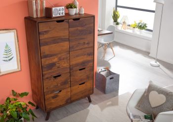 Kommode Sheesham 90x40x145 walnuss lackiert MALMÖ 2 #110
