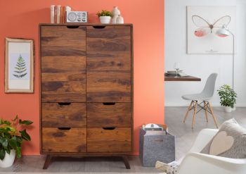 Kommode Sheesham 90x40x145 walnuss lackiert MALMÖ 2 #110